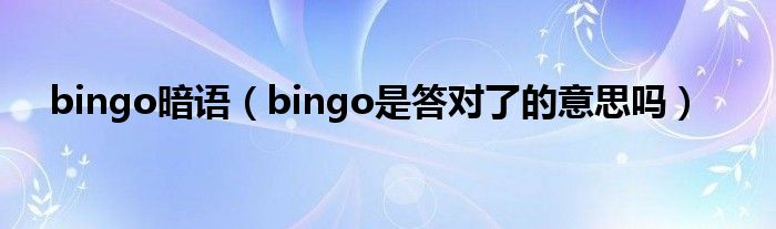 bingo暗语（bingo是答对了的意思吗）